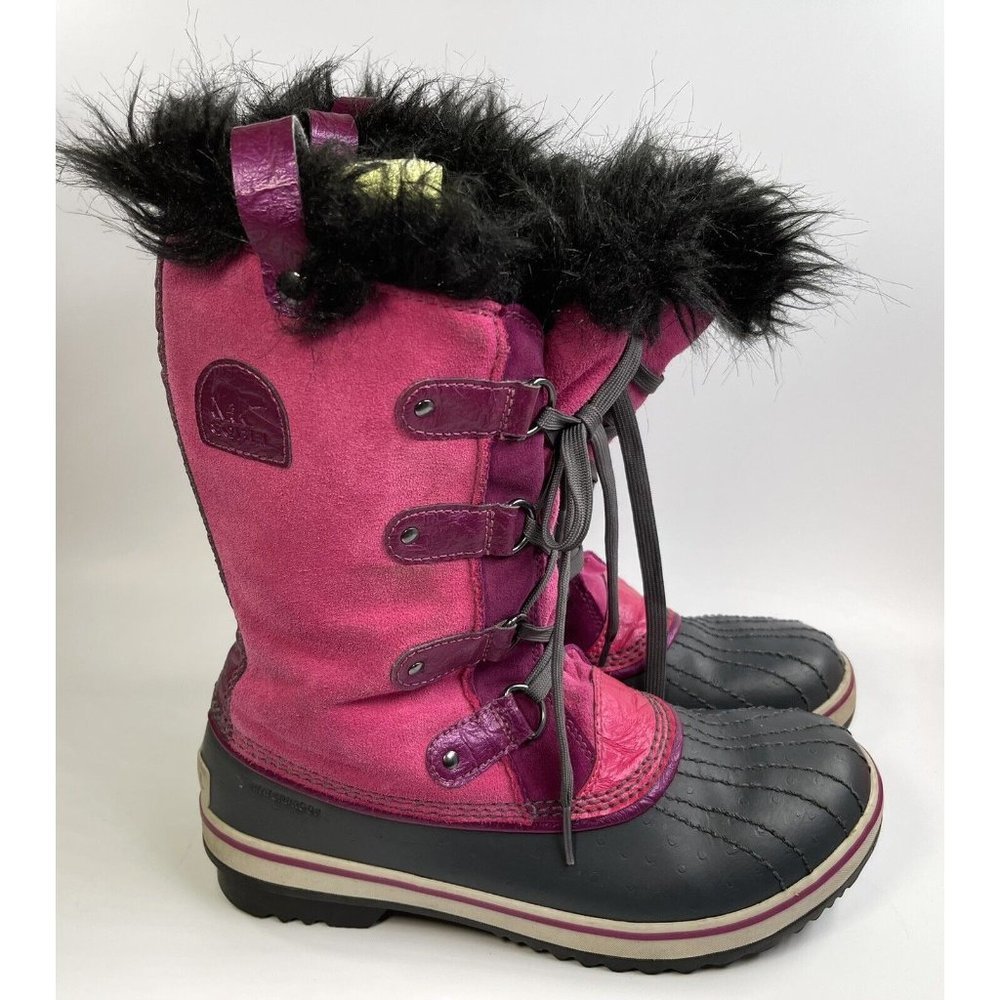 Womens SOREL 1831-SWL Faux Fur Suede Boots Pink Black US Size 6 EUR 38